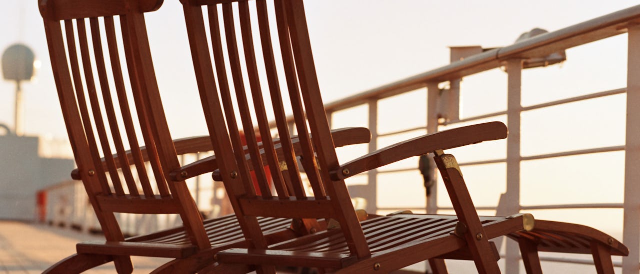 Sit back and relax in teak loungers
