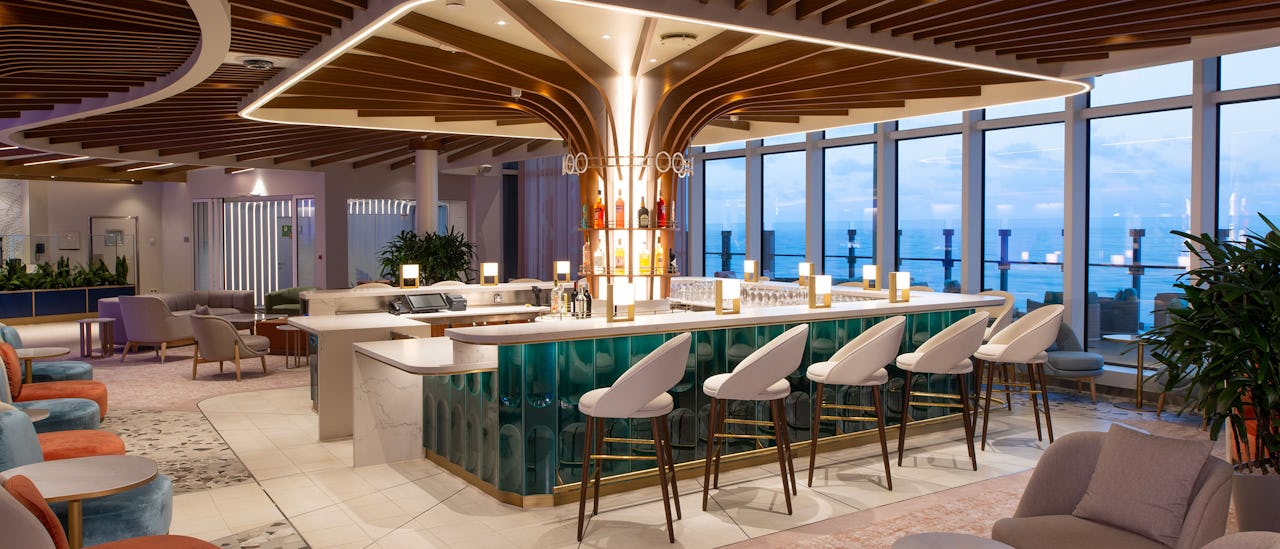 Enjoy a cocktail in The Lobby bar - the bar has a colorful mosaic canopy overhead after sunset