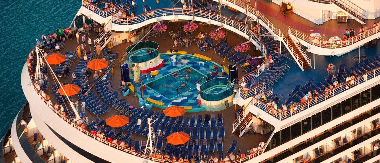 Relaxing pool deck at the aft of the ship